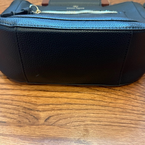 Nanette Lepore Black Pebbled Satchel with Wooden Handles - Picture 4 of 8